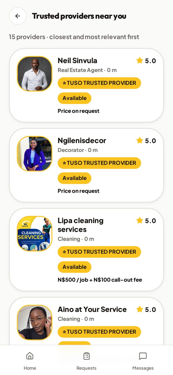 TUSO app list of trusted providers near you